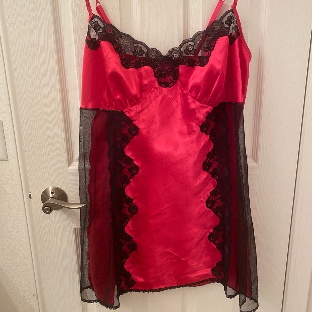 magenta slip dress